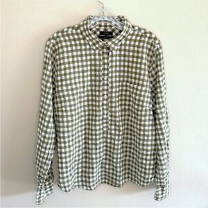 J. Crew Olive Green Gingham Shirt